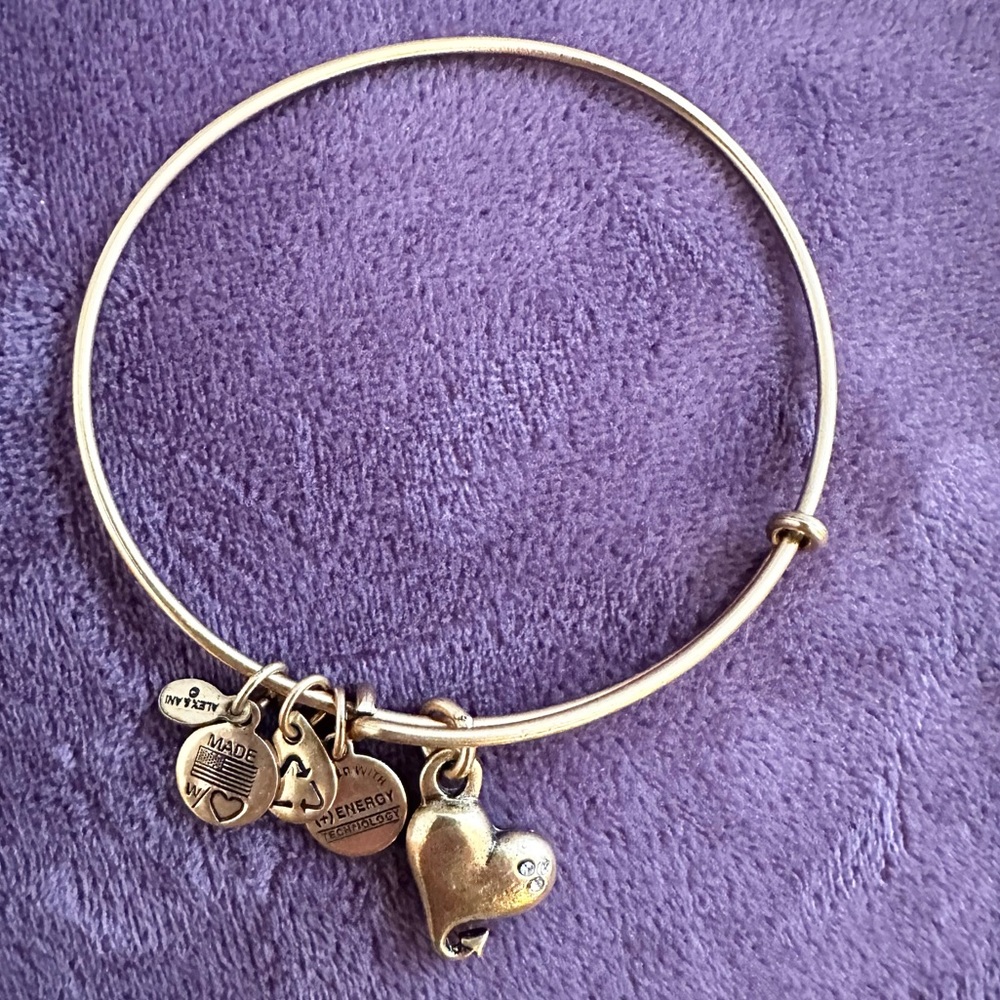 Gold Alex and Ani Heart Bangle